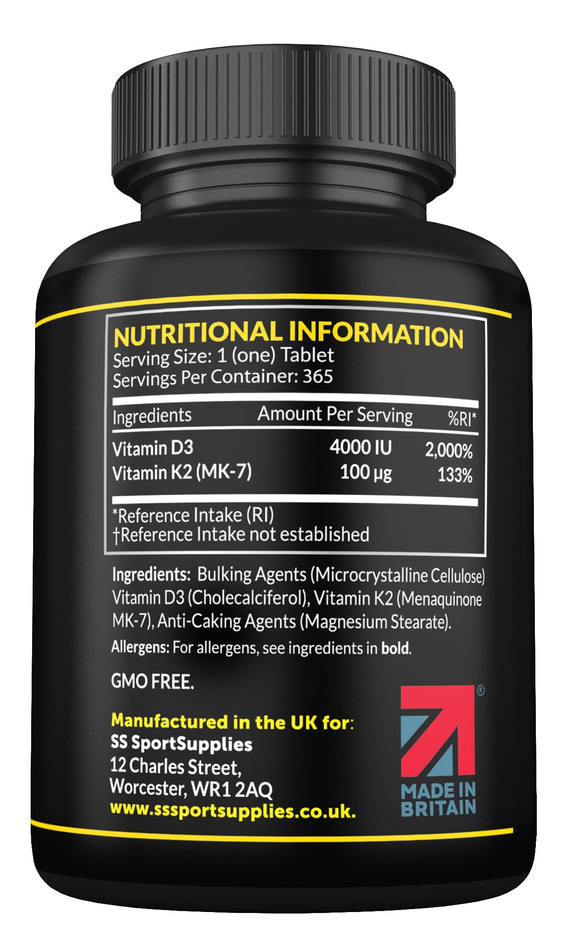 Vitamin D3 K2 High Strength Tablets - 365 Micro Tablets - Vitamin d3 4000 iu and k2 SS Sport Supplies Au supplements