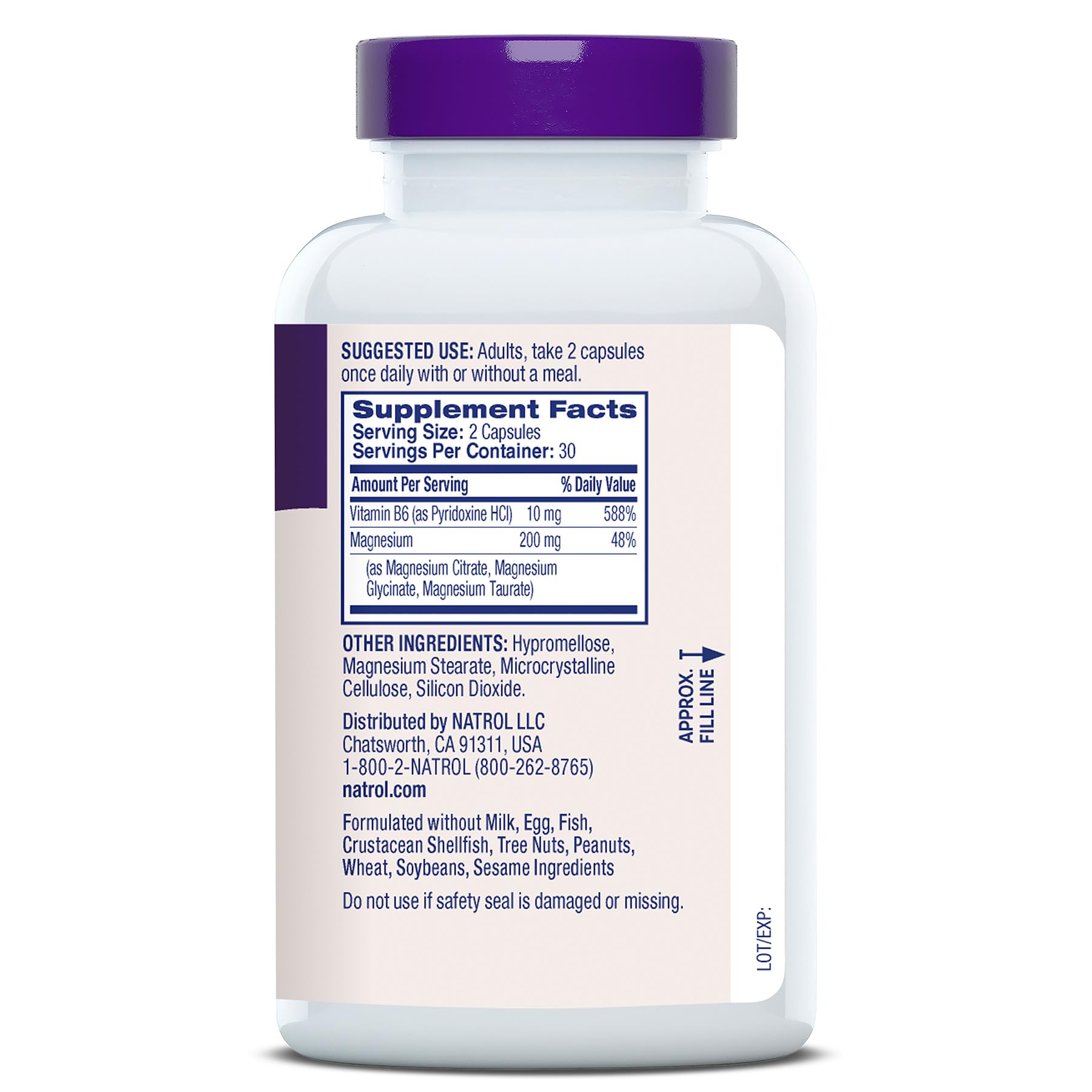 Natrol Triple Magnesium Complex Supplement, Glycinate, Citrate & Taurate 200mg High Absorption, Support Whole Body Wellness, 60 Capsules Natrol Au supplements