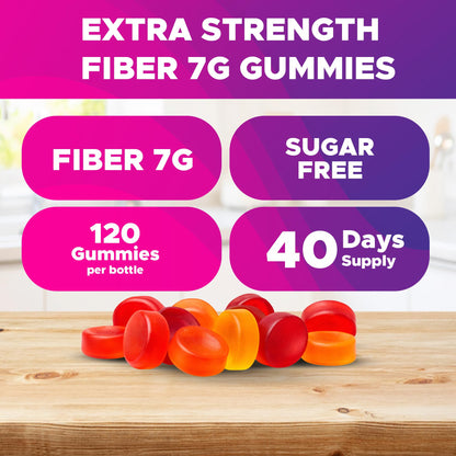 Vitabod Fiber Gummies 7G Per Serving for Digestive Health & Regularity, Prebiotic GOFOS™ Plant-Based Fiber, No Sugar Added, Vegan, Berry Peach Strawberry, 120 Gummies (Adults, Women & Men) VitabodUS supplements