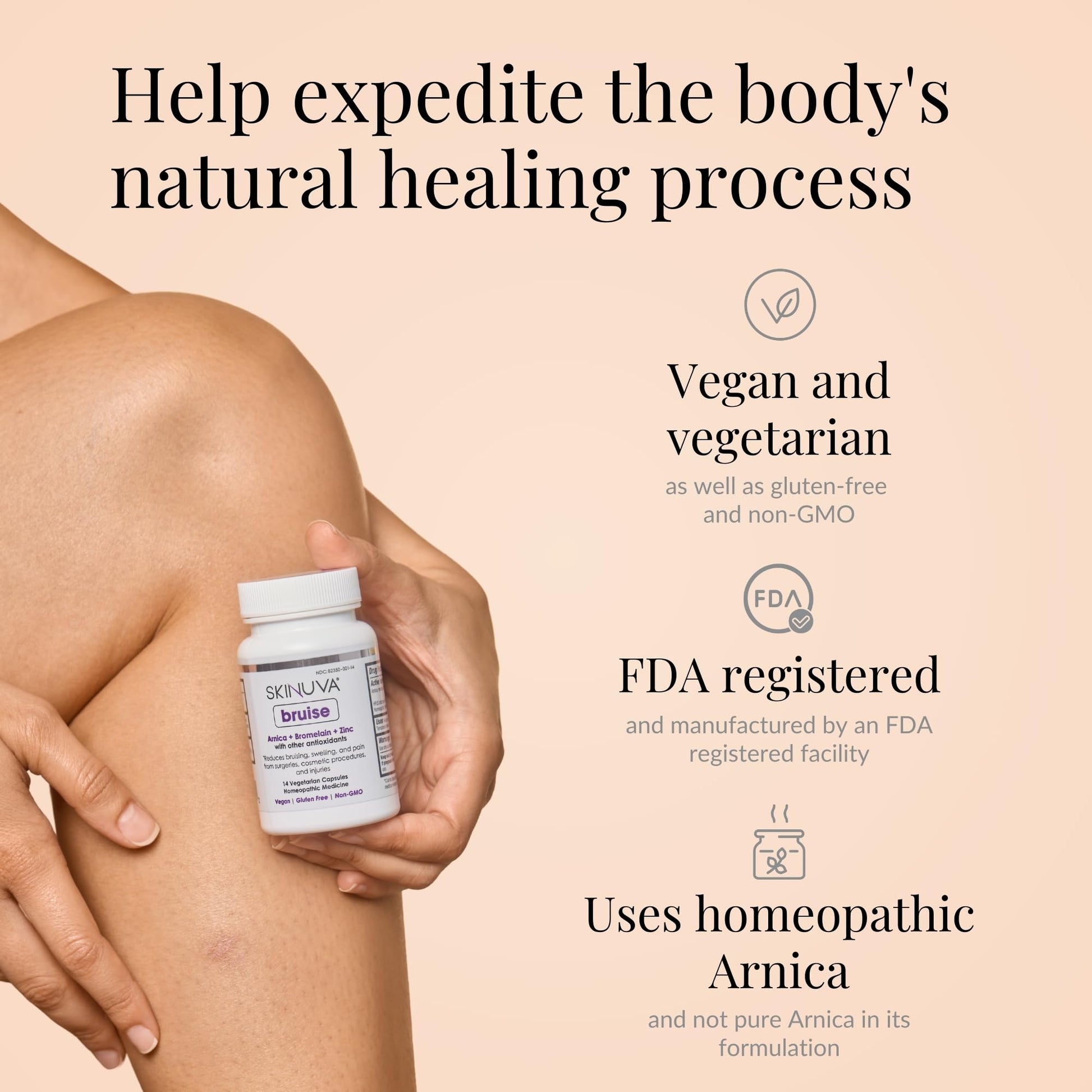 Skinuva® Bruise - Supplement for Bruising and Swelling - A Homeopathic Bruise Remedy Formulated with Arnica, Bromelain & Zinc - 14 Capsules (7-Day Treatment) Skinuva Au supplements