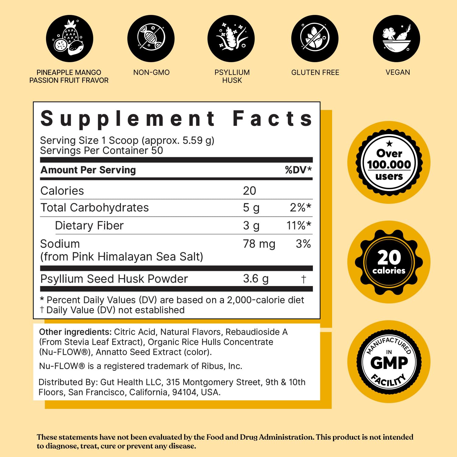 ColonBroom Psyllium Husk Powder with Stevia (Tropical Fruits) - Colon Cleanse for Bloating Relief & Gut Health - Colon Broom Fiber Powder Drink - Vegan Fiber Powder Stevia Supplement, 100 Servings ColonBroom Au supplements