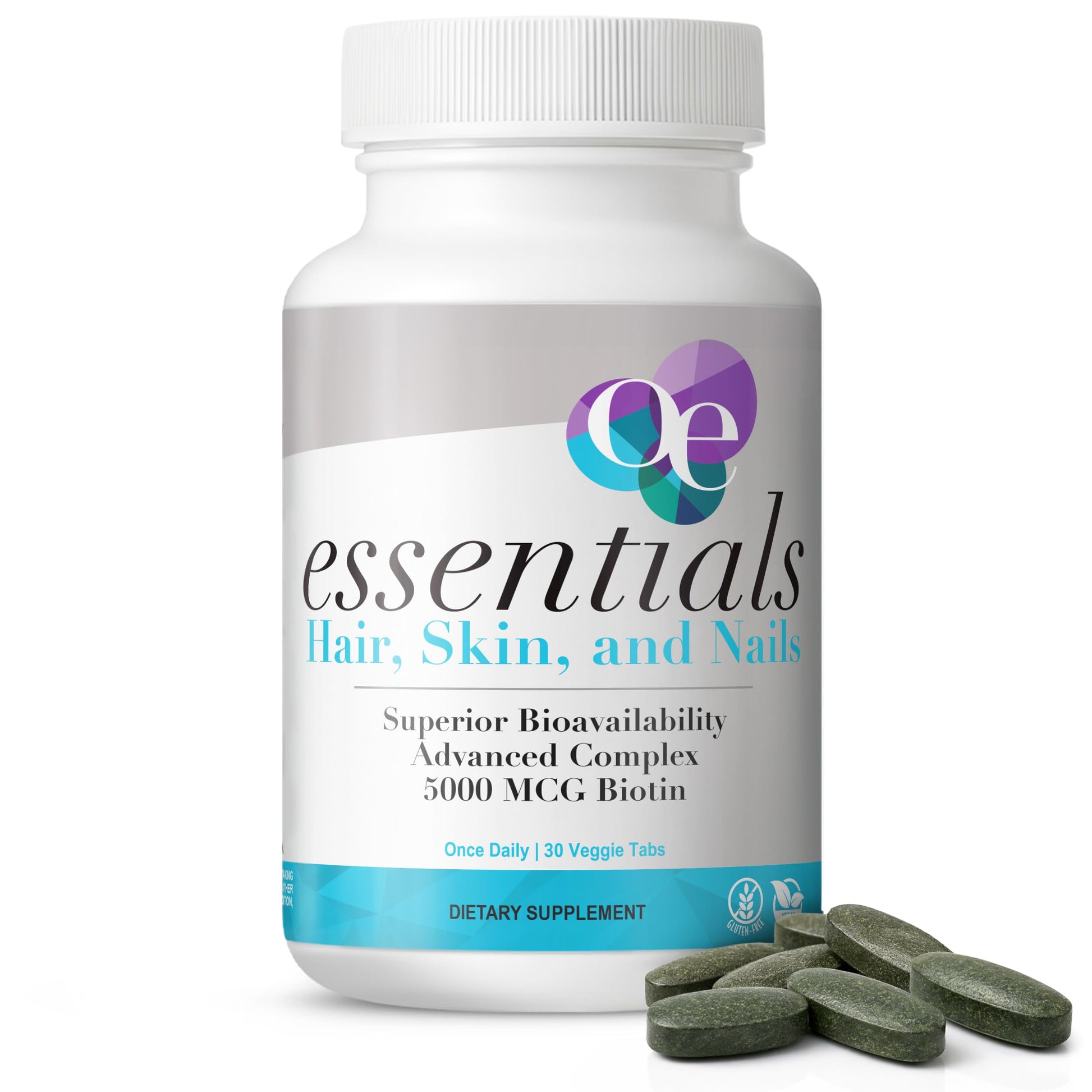 Organic Excellence Hair, Skin and Nails Vitamins for Women & Men – Biotin Supplement 5000 mcg– Hyaluronic Acid - Supports Healthy Hair Growth, Radiant Skin & Strong Nails, 1 Month Supply (30 Tablets) Organic Excellence Au supplements