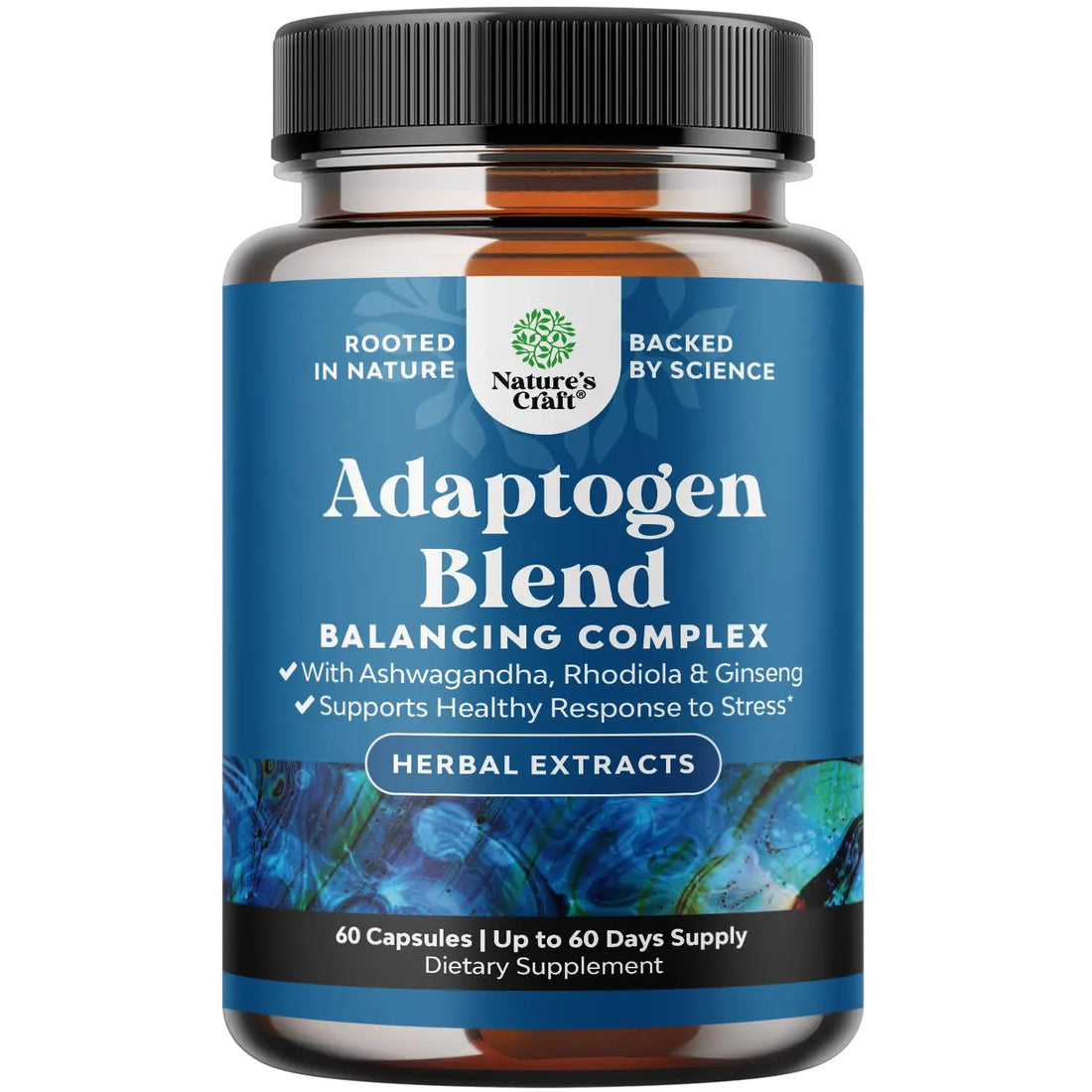 Herbal Adaptogen Mood Support Supplement - Calming Adaptogens Supplement for Stress & Cortisol Management with Ashwagandha Rhodiola Rosea & Maca Root - Vegan & Daytime Friendly - 60 Count Natures Craft uk supplements