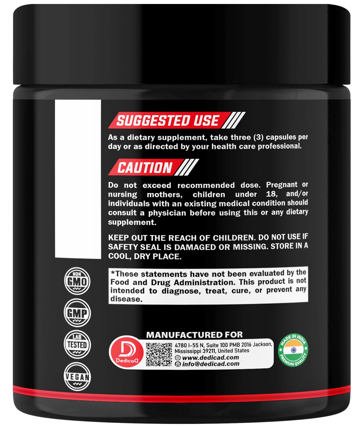 DEDICAD 1500mg Wormwood Capsules with Black Walnut & Cloves - Artemisia Annua Supplement for Immunity - 60 Vegan Capsules DEDICAD Au supplements