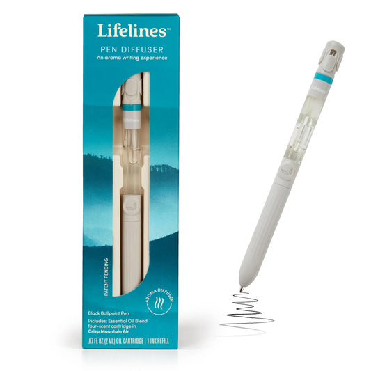 Pen Diffuser in Crisp Mountain Air Essential Oil Blends - Elegant 1.0mm Ballpoint Tip - Black Pen LifelinesAU supplements