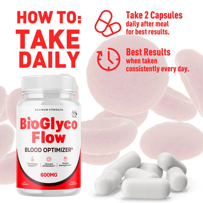(2 Pack) BioGlyco Flow Blood Optimizer Capsules, Official BioGlyco Flow Pills with All Natural Ingredients, Advanced Health and Wellness Supplement with Maximum Strength Multivitamins (120 Capsules) MJOAu supplements