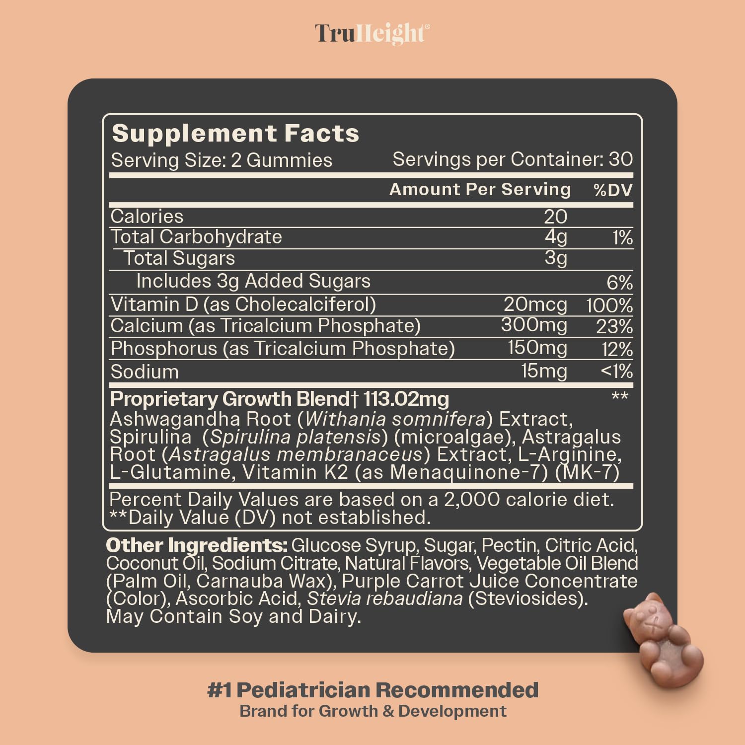 TruHeight Growth Gummies (Watermelon) Tall Nutrition for Natural Growth Supplement for Kids & Teens - Vitamin D, K, Calcium & Ashwagandha, Bone Strength Vitamins D3 K2, Picky Eater, Taller Ages 5+ ProHeight Au supplements
