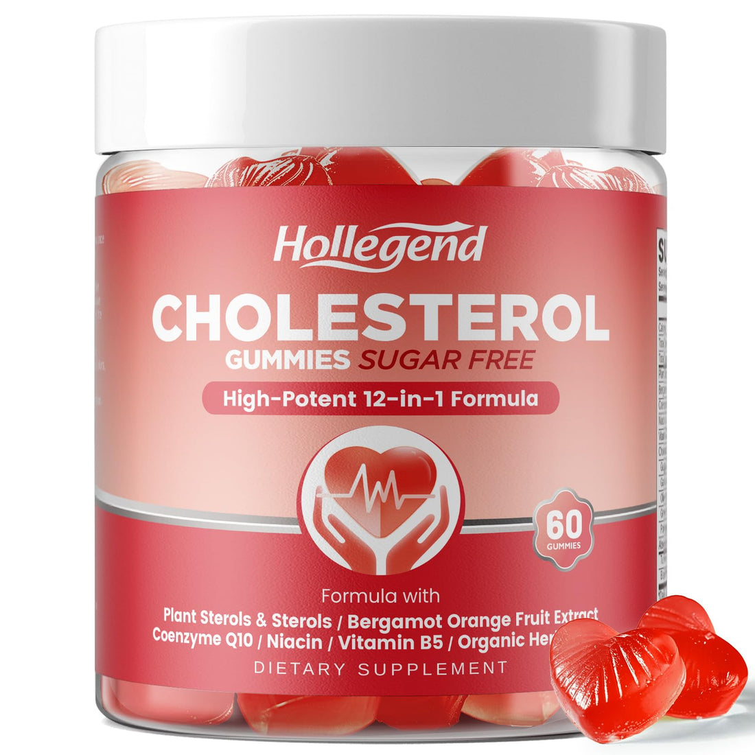 HOLLEGEND Cholesterol Gummies Sugar-Free,12-in-1 Cholesterol Supplements with Plant Sterols,Citrus Bergamot,CoQ10 and Vitamins for Cholesterol Health, Vegan, Mixed Berry Flavor, 60 Counts HOLLEGEND Au supplements
