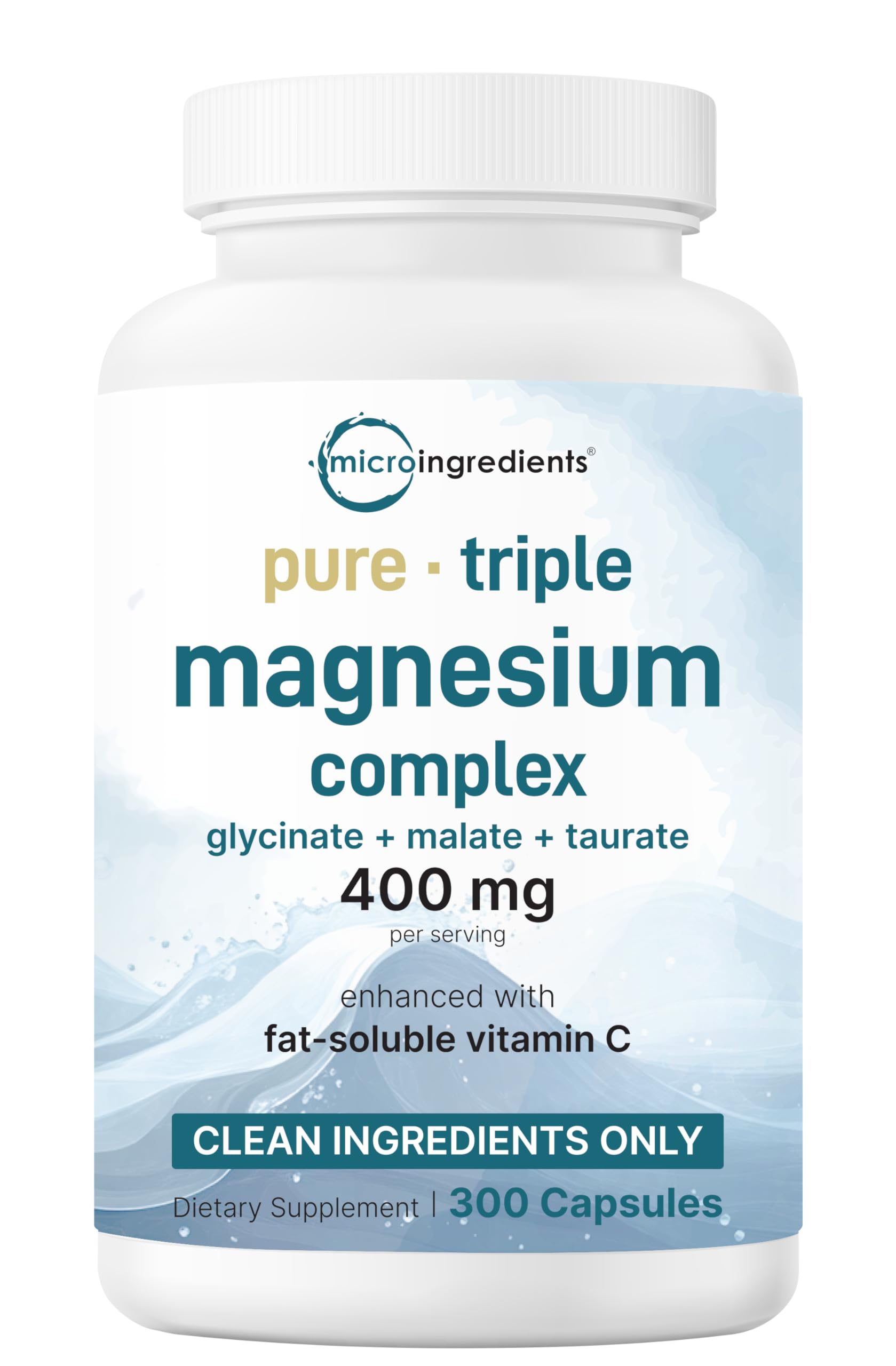 Micro Ingredients Pure Magnesium Complex, 300 Capsules | Triple Magnesium Glycinate, Malate, Taurate with Vitamin C | 100% Chelated | Supports Muscles, Nerves, & Energy | Only Active Ingredients Micro Ingredients Au supplements