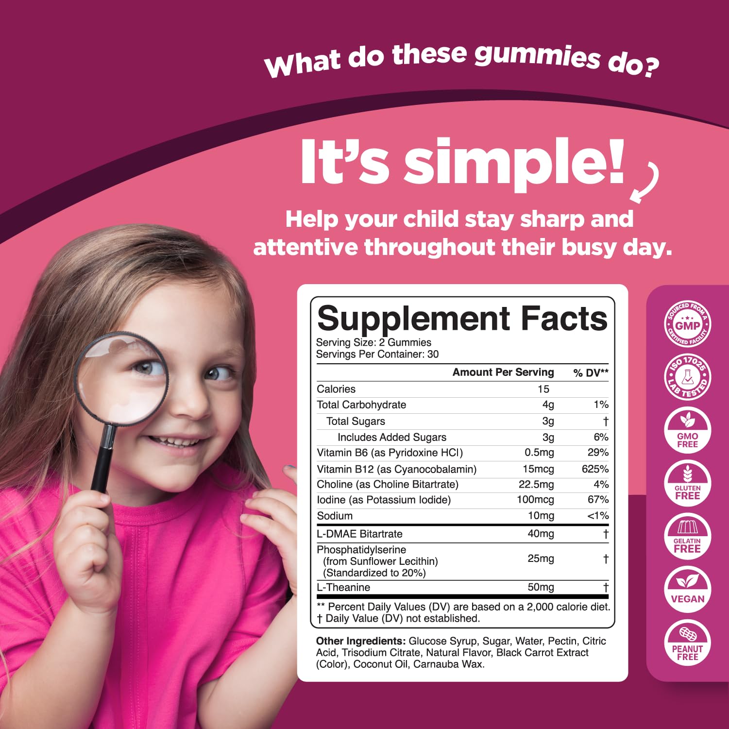 Phytoral Vegan Kids Focus Gummies - Potent Chewable Brain Support for Children - Enhances Concentration & Memory - Calming Supplements & Focus Gummies for Kids - Non-GMO & Gluten-Free - 60 Count Phytoral Au supplements