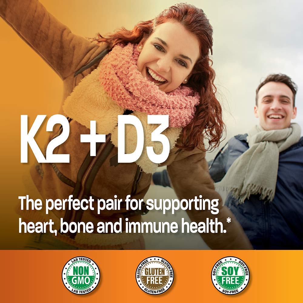 Bronson Vitamin K2 (MK7) with D3 Supplement Non-GMO Formula 5000 IU Vitamin Bronson Au supplements
