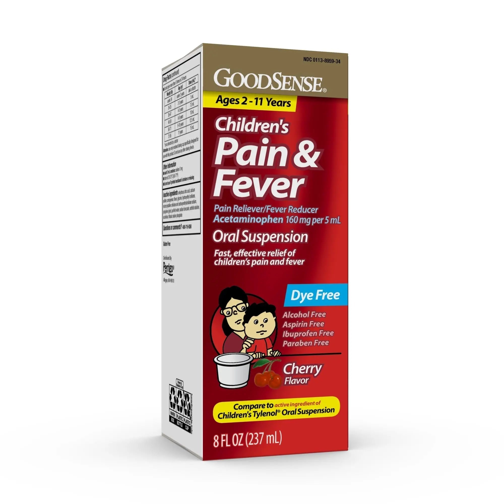GoodSense Children's Dye-Free, Acetaminophen 160 mg per 5 mL Oral Suspension, Cherry Flavor, 8 FL OZ GoodSense Au supplements