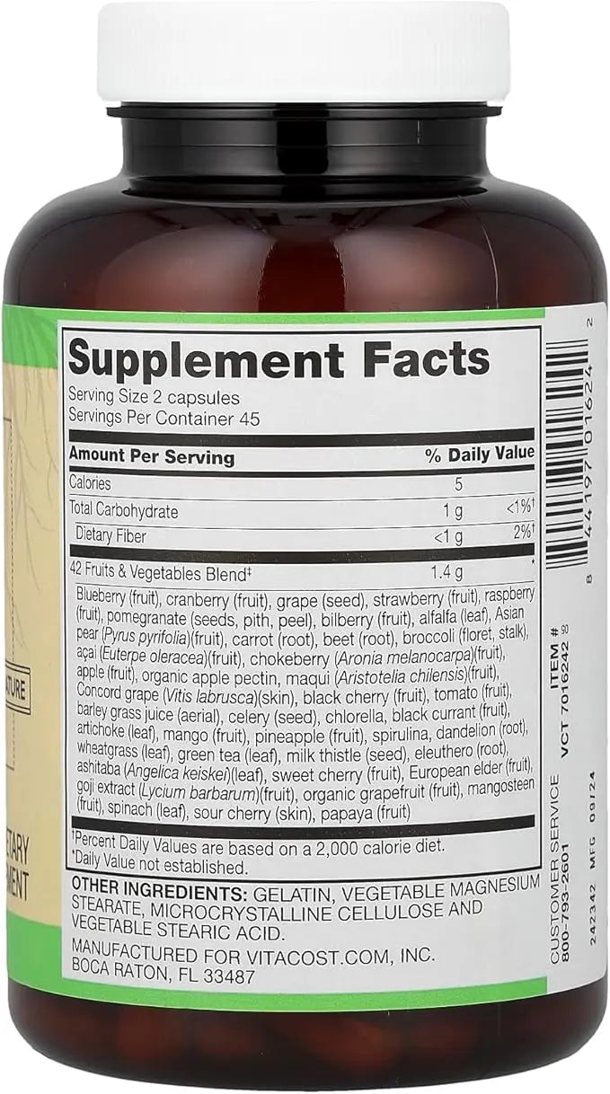 Vitacost Root2®, 42 Fruits & Vegetables, 90 Capsules Vitacost Brand Au supplements