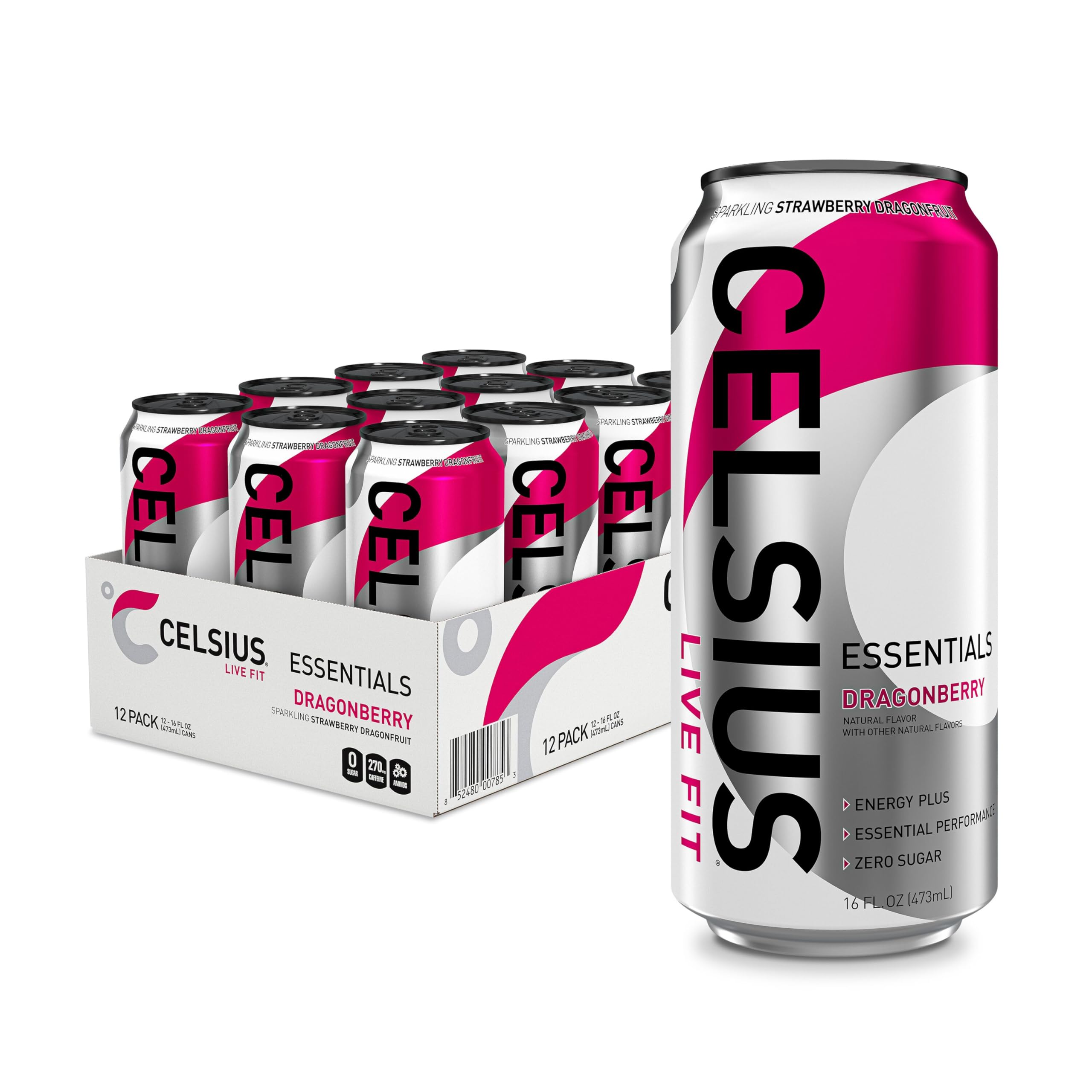 CELSIUS ESSENTIALS, Sparkling Dragonberry, Performance Energy Drink 16 Fl Oz CELSIUS Au supplements