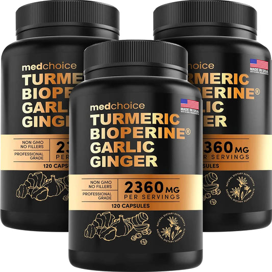 4-in-1 Turmeric and Garlic Supplements with Bioperine 2360 mg (360 ct) Turmeric Ginger MEDCHOICEAU supplements
