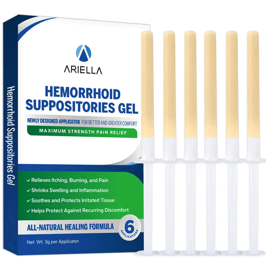 Ariella Hemorrhoid Treatment Suppository Gel: Natural & Herbal - Relieve Itching Burning Discomfort - Internal Relief - New Rounded Applicator - Nighttime Use (Pack of 6) AriellaAu supplements