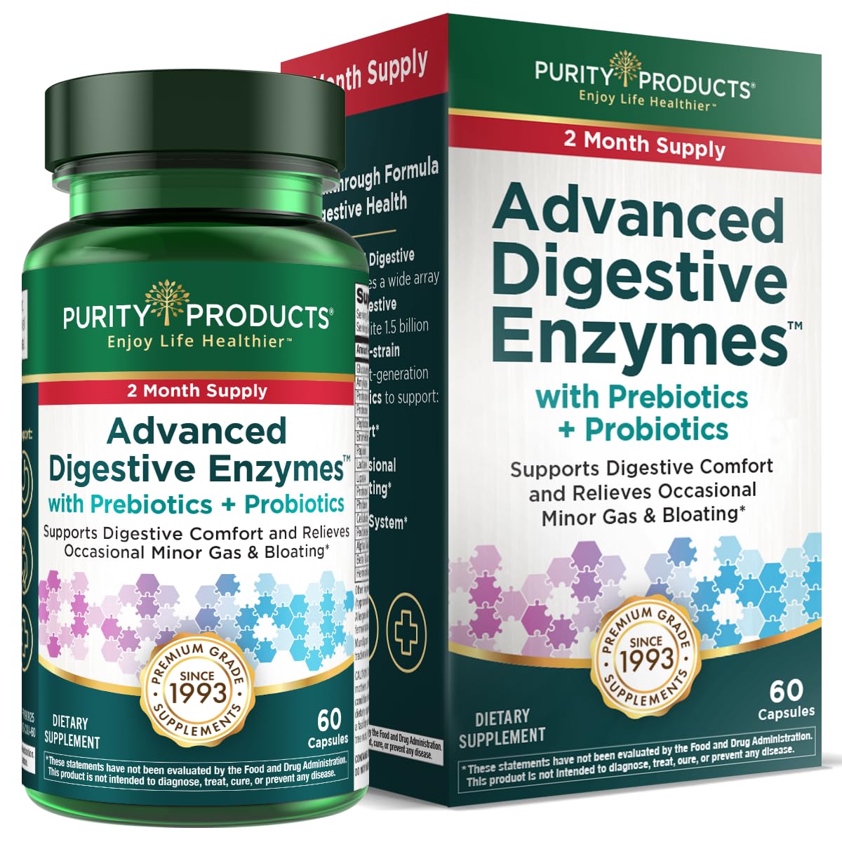 Purity Products Advanced Digestive Enzymes with Probiotics & Prebiotics – Digestive Health Supplement for Bloating, Gas Relief & Gut Support – Plant-Based Enzymes + 1.5B CFUs 60 Veggie Capsules Purity Products Au supplements