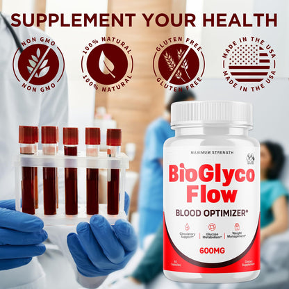 (2 Pack) BioGlyco Flow Blood Optimizer Capsules, Official BioGlyco Flow Pills with All Natural Ingredients, Advanced Health and Wellness Supplement with Maximum Strength Multivitamins (120 Capsules) MJOAu supplements