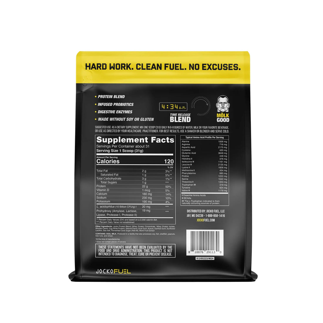 Jocko Mölk Whey Protein Powder (Banana Cream) - Keto, Probiotics, Grass Fed, Digestive Jocko Fuel uk supplements