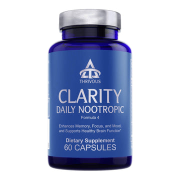 Thrivous Clarity Daily Nootropic – Cognitive Support & Mood Formula with Bacopa (Synapsa®), L-Theanine, Rhodiola Rosea, Vitamin B Complex & Zinc Picolinate – 60 Vegan Capsules Thrivous Au supplements