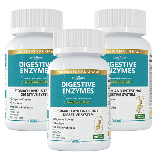 Anven Health 800mg Digestive Enzymes for Men and Women with Probiotics & Prebiotics, 8 Key Enzymes, Protease, Amylase & Lipase | 270 Capsules - A 90-Day Supply Anven HealthUS supplements
