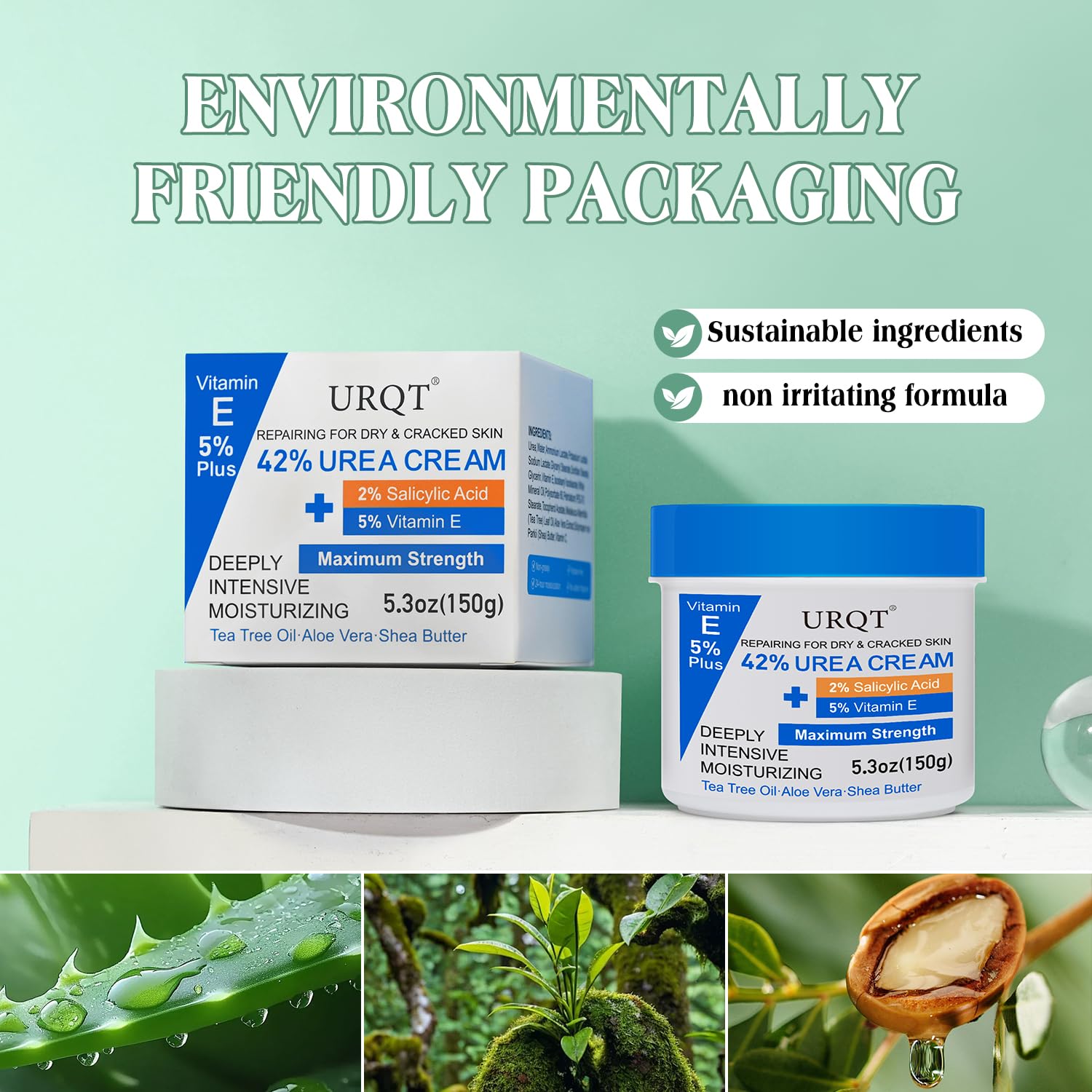 42% Urea Cream for Dry & Cracked Skin - Foot & Hand Cream with 2% Salicylic Acid, 5% Vitamin E, Tea Tree Oil, Aloe Vera, Shea Butter - Moisturizer & Skin Repair Cream for Feet Maximum Strength URQT buy supplements Au