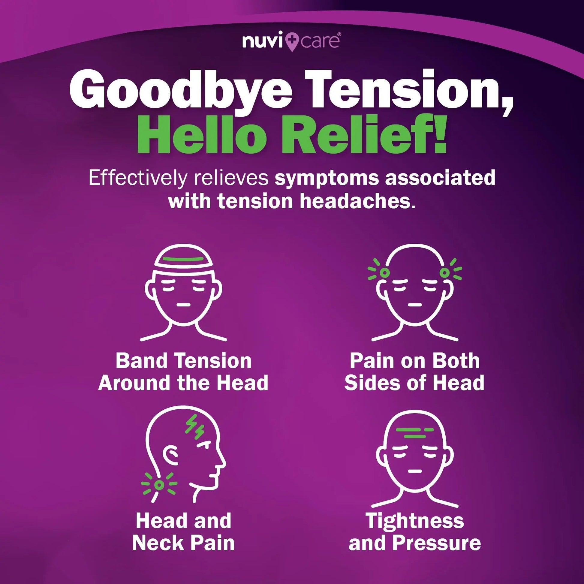 Nuvicare Tension Headache Relief Pills with 500mg Acetaminophen and 65mg Caffeine - Non Aspirin Pain Reliever Aid - Compare to Active Ingredient in Aspirin Free Excedrin Tension Headache (100 Caplets) NUVICARE Au supplements