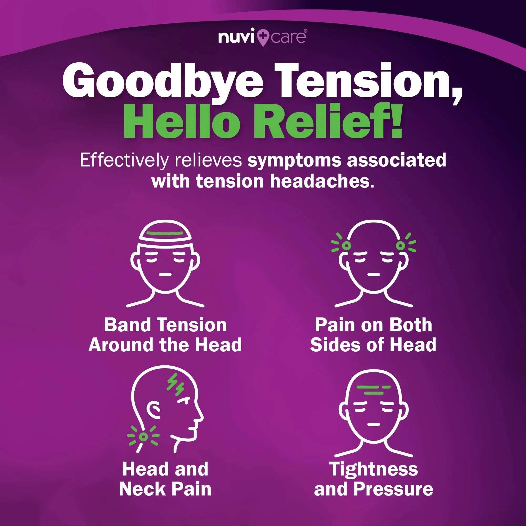 Nuvicare Tension Headache Relief Pills with 500mg Acetaminophen and 65mg Caffeine - Non Aspirin Pain Reliever Aid - Compare to Active Ingredient in Aspirin Free Excedrin Tension Headache (100 Caplets) NUVICARE Au supplements
