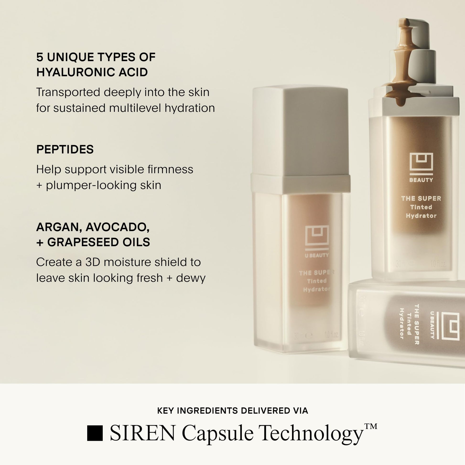 U Beauty The Super Tinted Hydrator Hyaluronic Acid Moisturizing Cream - Mega-Dose Skin Hydrator for Supple, Smooth, and Softer-Looking Skin For Up To 48 Hours - Shade 6-1.0 oz U Beauty Au supplements