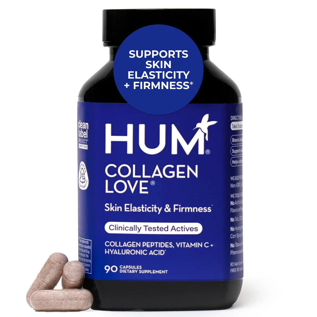 HUM Collagen Love Skin Supplement, Collagen Peptides Capsules with Hyaluronic Acid & Vitamin C, Supports Firm Skin & Helps Minimize Signs of Aging, Supplements HUM uk supplements
