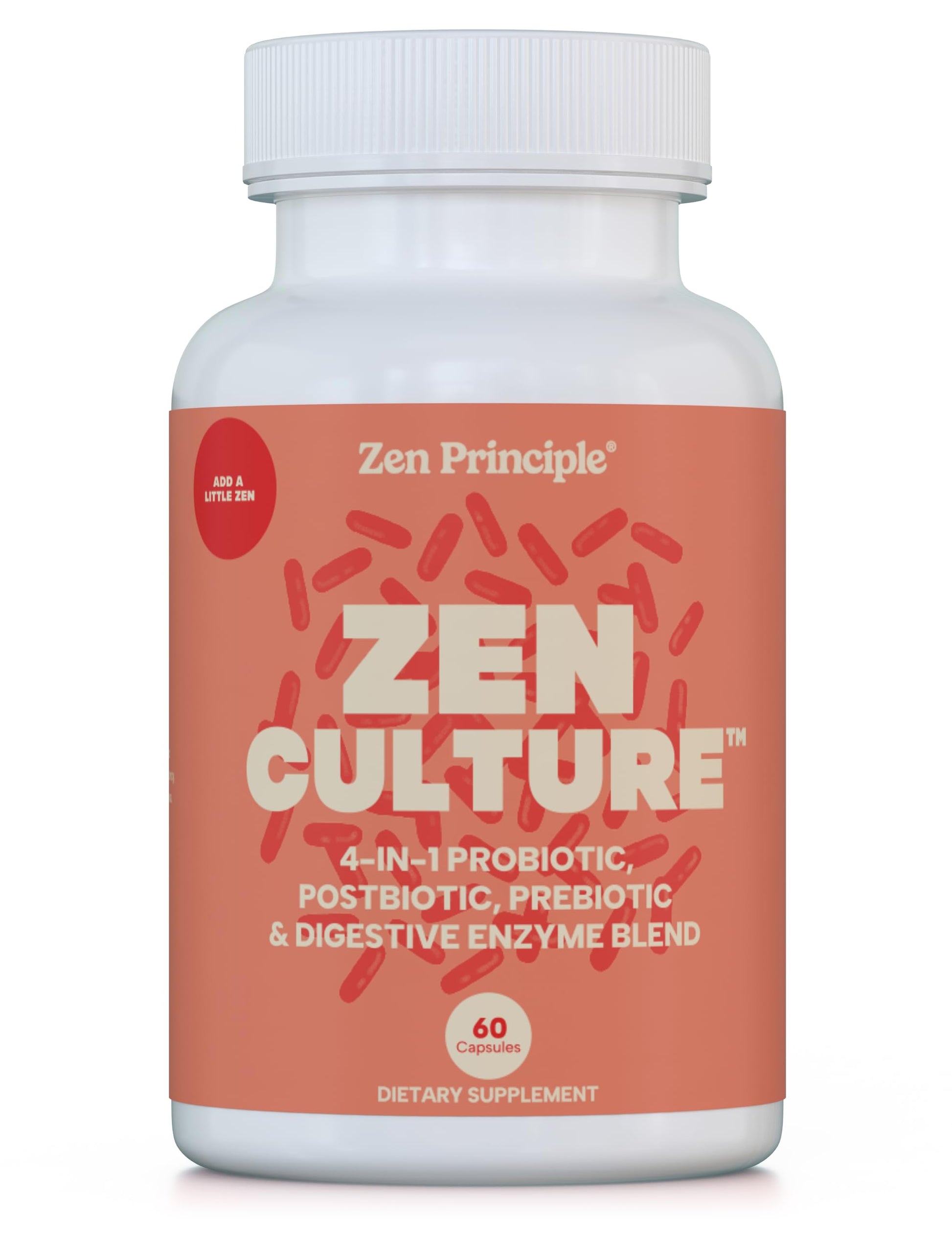 Zen Principle Zenculture™ – 4-in-1 Synbiotic Supplement (Probiotic + Prebiotic + Postbiotic + Digestive Enzymes) with CoreBiome®. Anti Bloating, Immune & Brain-Gut Health. 60 Capsules Zen Principle Au supplements