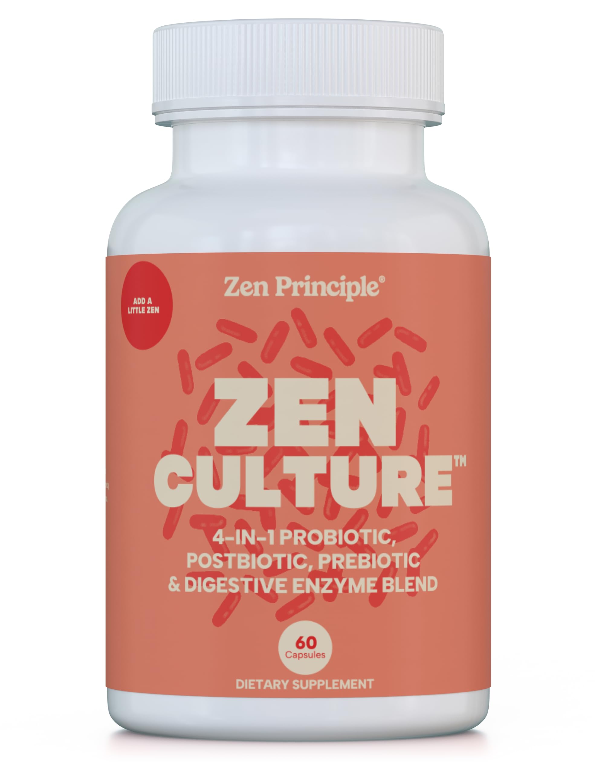 Zen Principle Zenculture™ – 4-in-1 Synbiotic Supplement (Probiotic + Prebiotic + Postbiotic + Digestive Enzymes) with CoreBiome®. Anti Bloating, Immune & Brain-Gut Health. 60 Capsules Zen Principle Au supplements