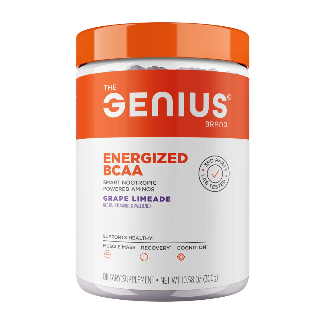 Genius BCAA Powder - 5g Vegan BCAAs L-Glutamine, Cognizin & Rhodiola Muscle Recovery Energy Support 100mg Caffeine Pre, Intra, Post-Workout Nootropic Supplement for Focus & Performance - Grape Limeade The Genius Brand Au supplements