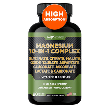 Gade Nutrition Magnesium Complex 10 in 1 - Glycinate, Citrate, Malate, Oxide, Taurate, Aspartate, Gluconate Ascorbate Lactate Carbonate Zinc Copper Manganese & Vitamins 90 Count GADE NUTRITION BOOST YOUR HEALTH Au supplements