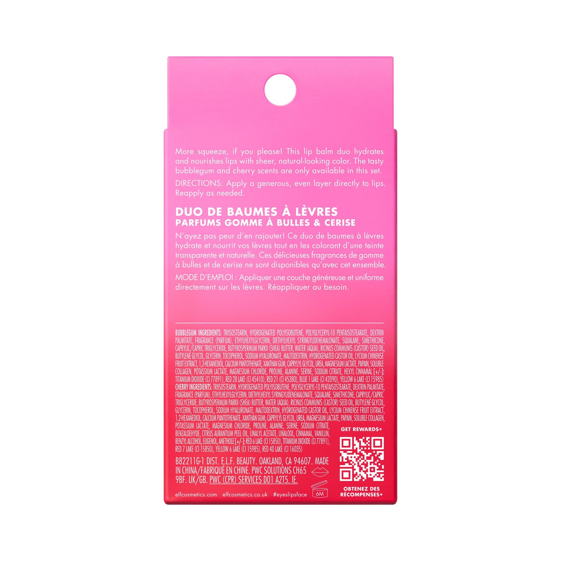 e.l.f. Squeeze Me More Lip Balm Duo, Moisturizing Balm For A Sheer Tint Of Color, Made With Hyaluronic Acid, Vegan & Cruelty-Free, Cherry & Bubblegum e.l.f. Au supplements