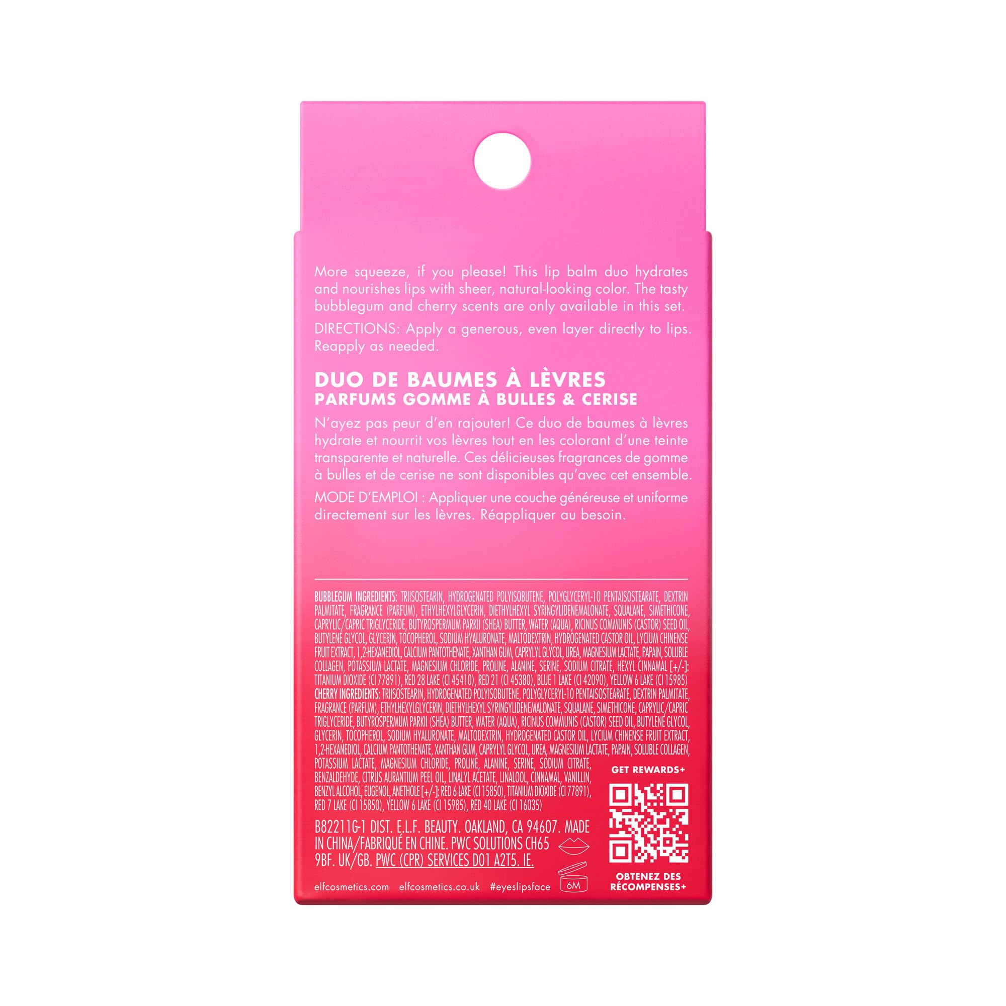 e.l.f. Squeeze Me More Lip Balm Duo, Moisturizing Balm For A Sheer Tint Of Color, Made With Hyaluronic Acid, Vegan & Cruelty-Free, Cherry & Bubblegum e.l.f. Au supplements