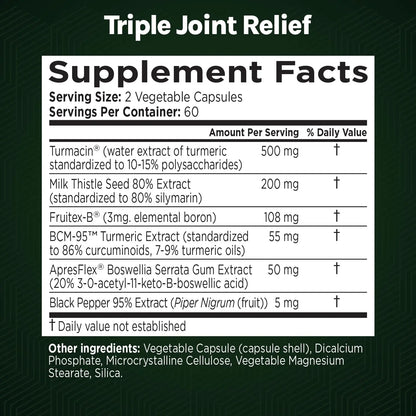 GREEN VALLEY NATURALS Triple Joint Relief Gold – Joint Support Supplement with Turmeric (Turmacin®, BCM-95®), Boswellia (AprèsFlex®) & Boron – Supports Mobility & Flexibility – 120 Capsules GREEN VALLEY NATURALSAu supplements