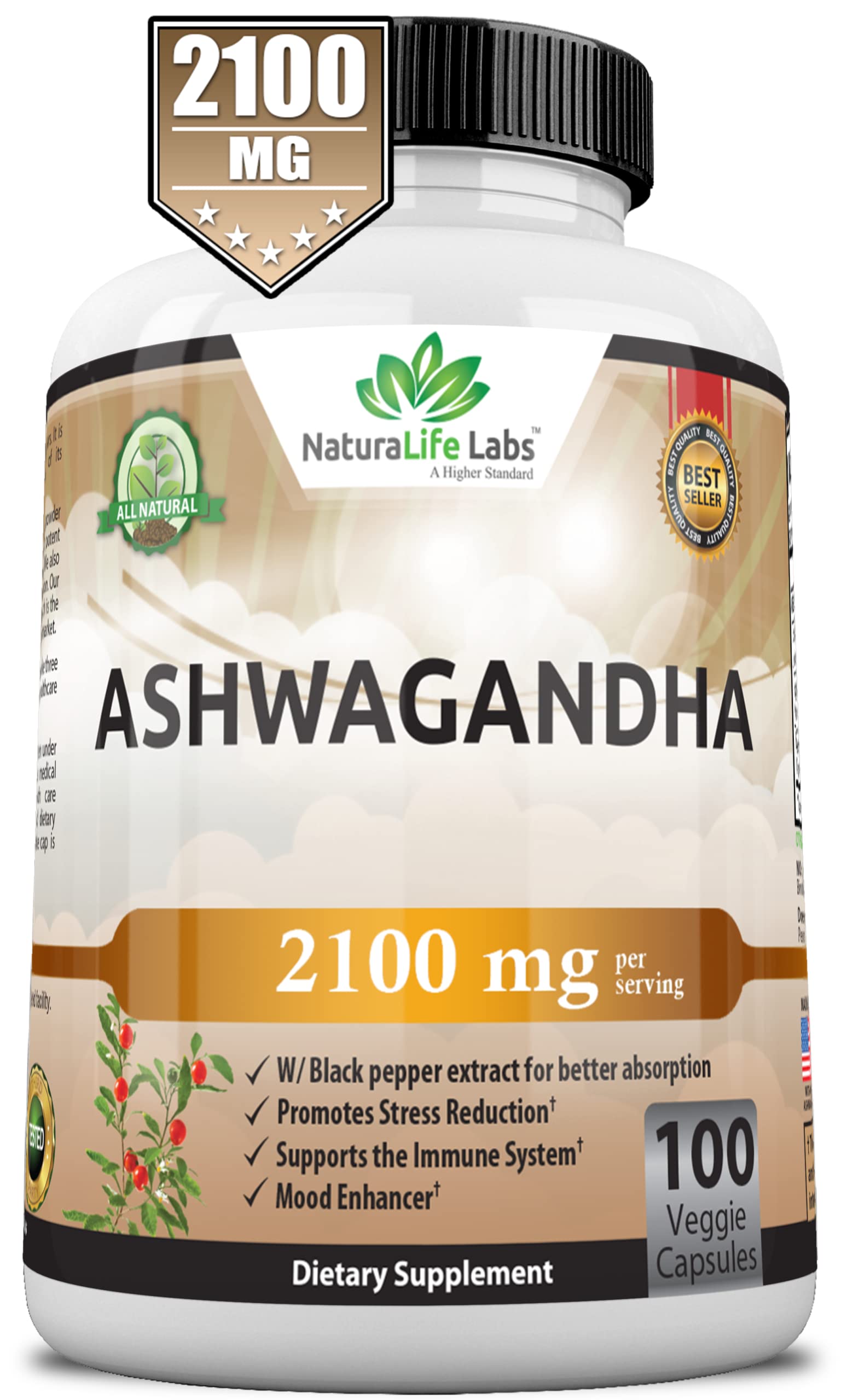 Organic Ashwagandha 2,100 mg - 100 Vegan Capsules Pure Organic Ashwagandha Powder NaturaLife Labs A Higher Standard Au supplements