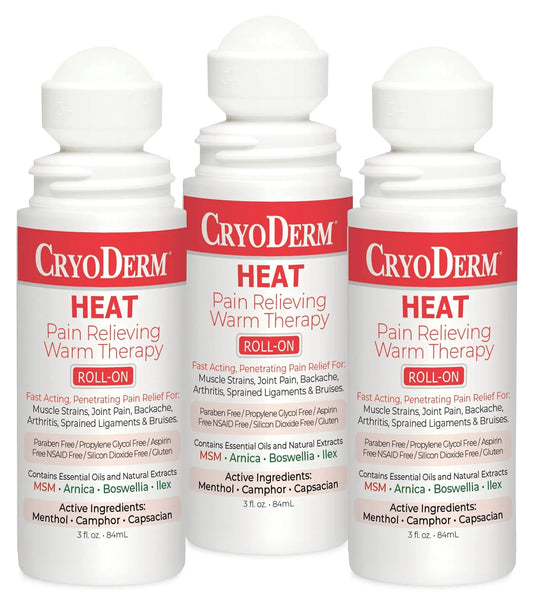 Pkg of 3 CryoDerm Heat Roll-On CryoDermAU supplements