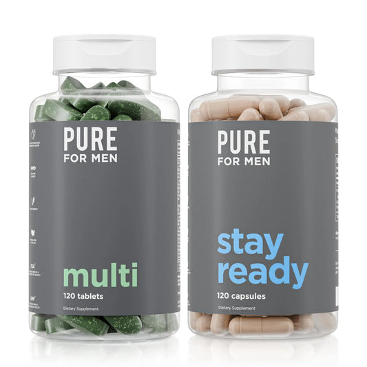 Pure for Men Original Stay Ready Fiber Supplement (120 Capsules) + Vegan Multivitamin (120 Capsules) Pure for MenAU supplements