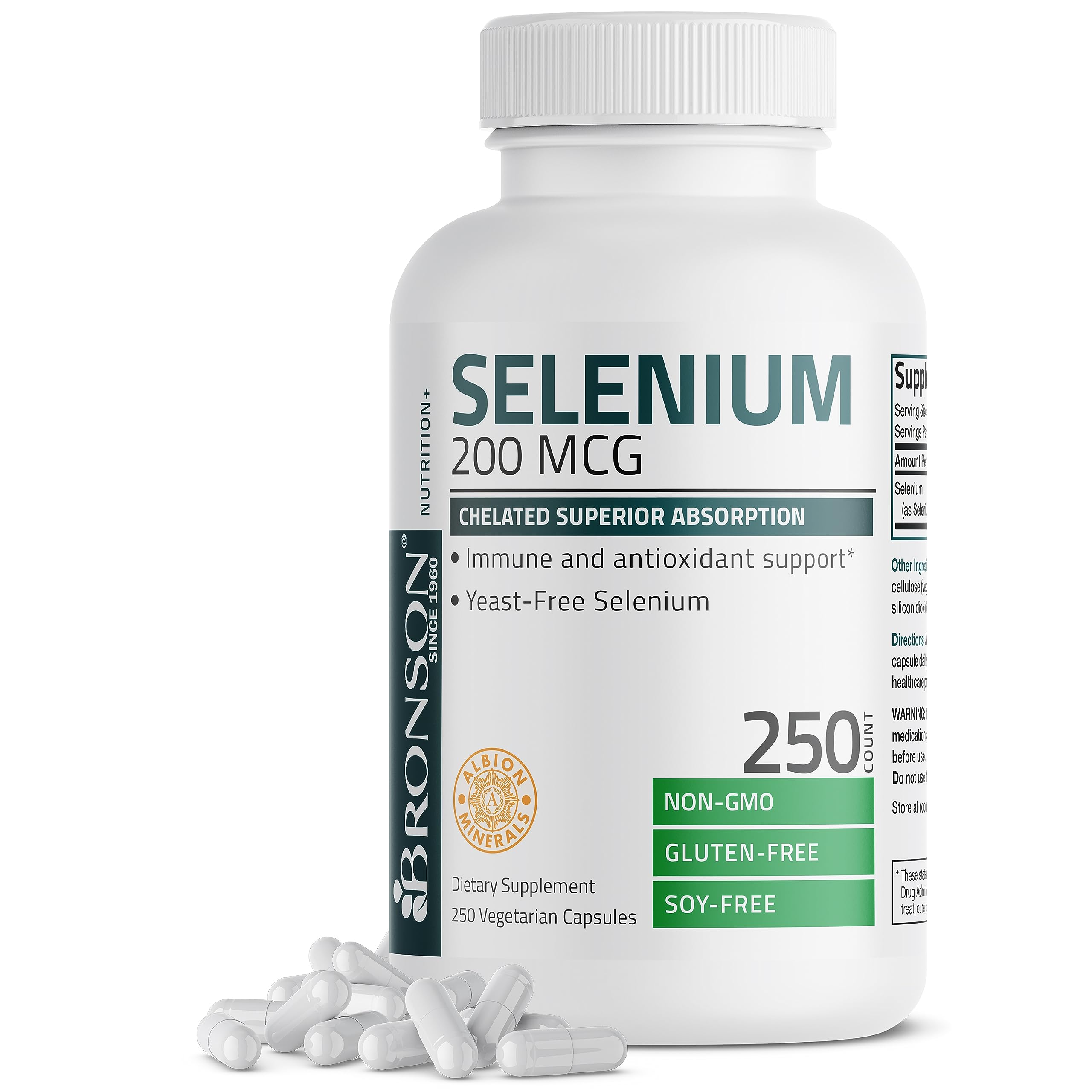 Bronson Selenium 200 mcg – Yeast Free Chelated Amino Acid Complex - Essential Trace Bronson Au supplements