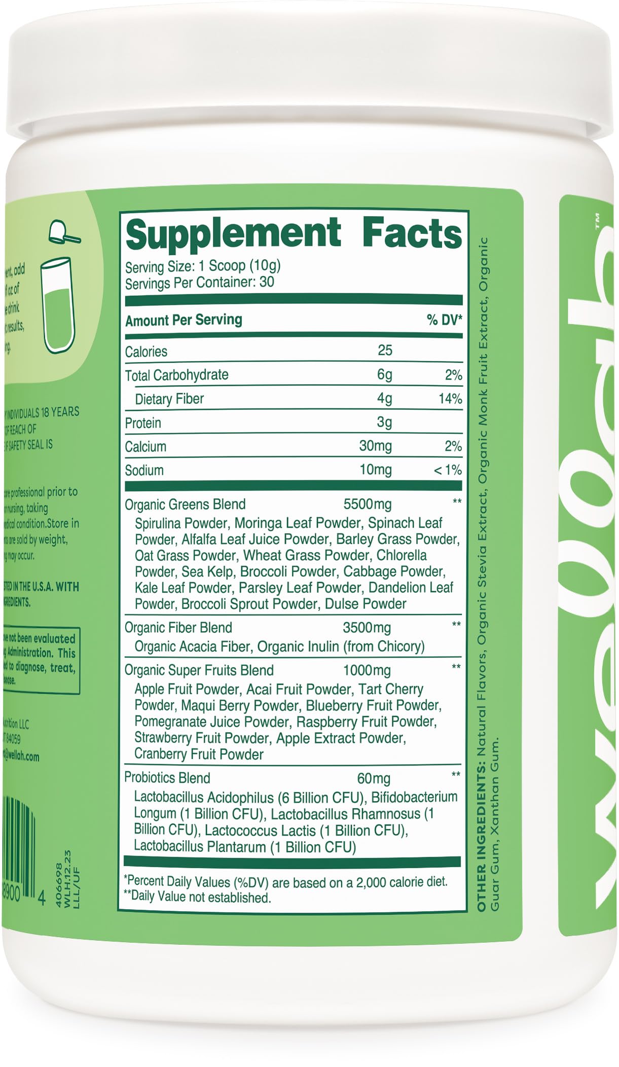 Wellah Leaf, Laugh, Love Super Greens Powder (Unflavored) 30 Servings - Superfood Supplement Drink Mix Wellah Au supplements