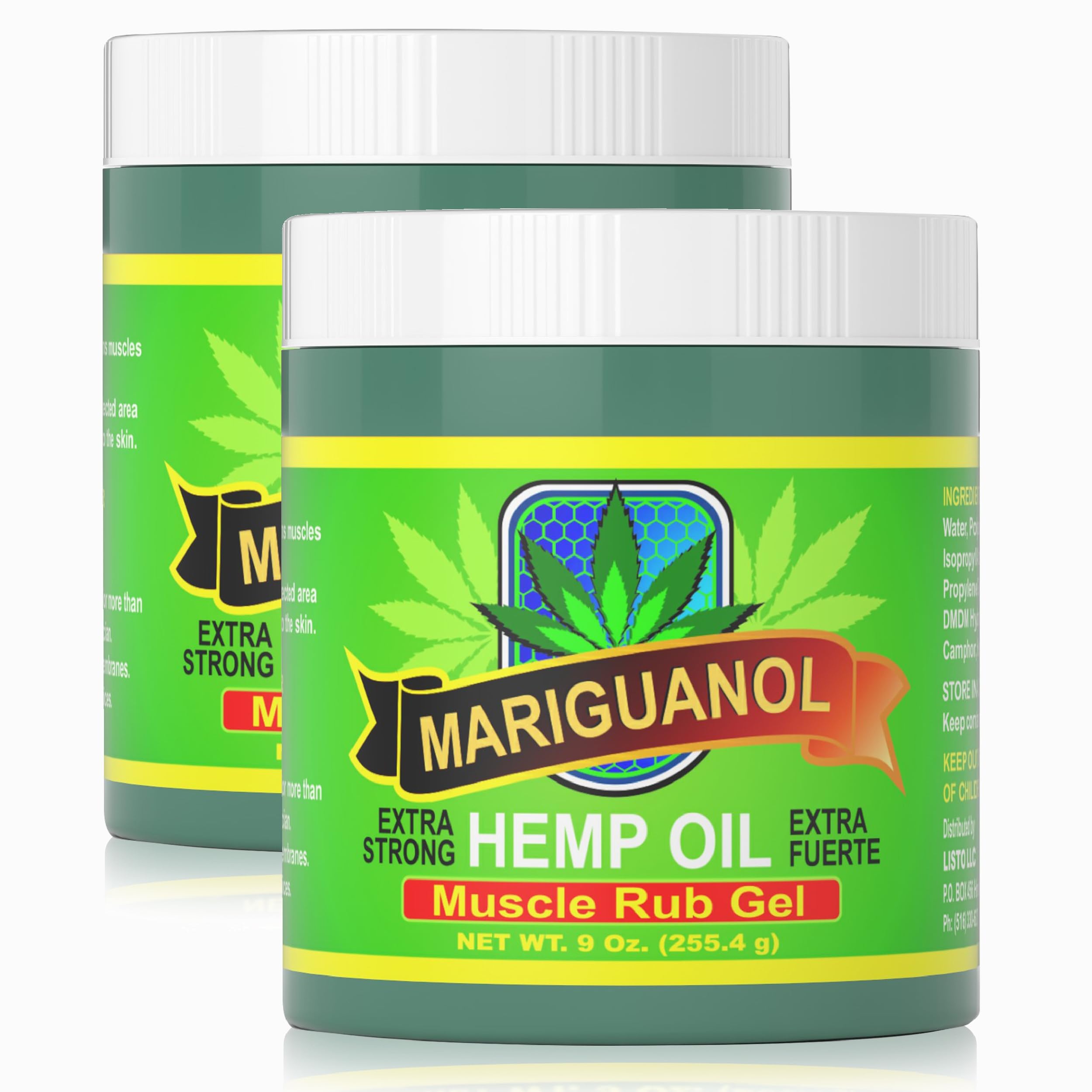 Mariguanol 9 Oz. Extra Strong Muscle Rub Gel with Hemp Oil, Menthol & Camphor – Cooling, Rapid-Absorbing Topical Gel for Active Lifestyles – Net Wt. 9 oz (255.4 g) [Pack of 2] MARIGUANOL Au supplements
