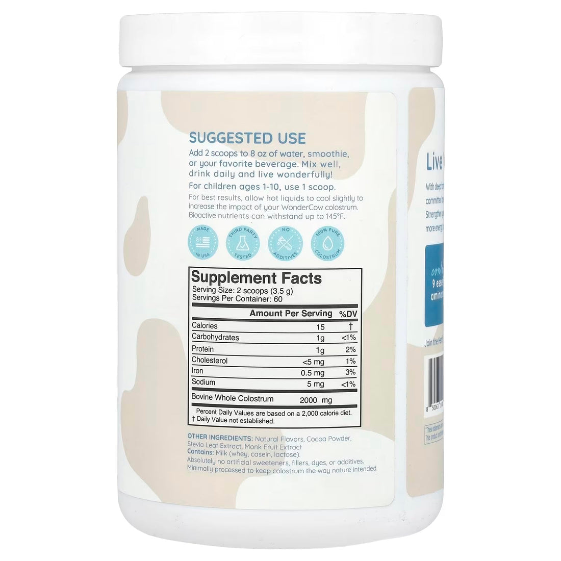 WONDERCOW Colostrum Supplement Powder for Gut Health, Immune Support & Wellness | Natural IgG Pure Whole Bovine Colostrum Superfood, Chocolate, 60 Servings WONDERCOW Au supplements