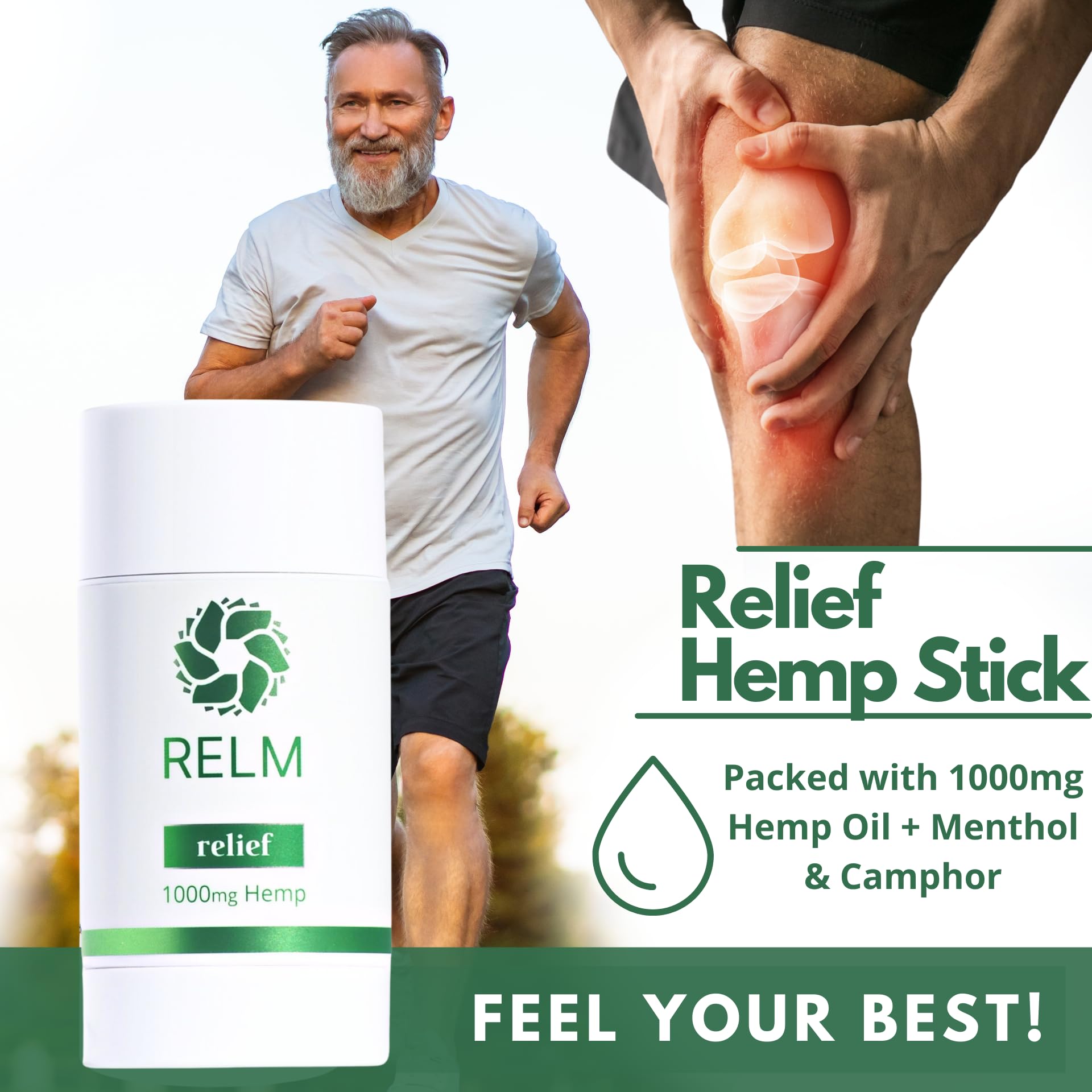 Hemp Relief Stick - Hemp Oil, Menthol & Camphor, Fast-Acting Relief for Muscles, Joints and Nerves - 3 oz Relm Wellness Au supplements