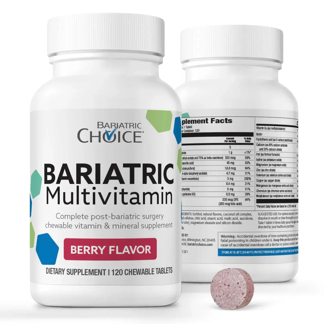 Bariatric Choice My Bariatric Chewable Multivitamin with Iron & 300mg Calcium, Berry (120ct) Bariatric Choice AU supplements