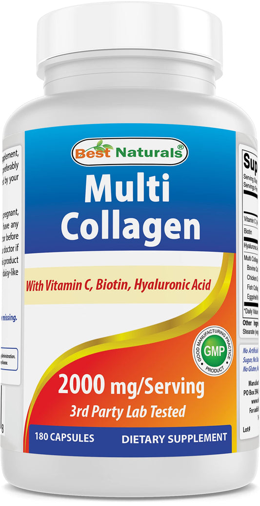 Best Naturals Multi Collagen Pills 2000mg for Women & Men - Hydrolyzed Collagen Peptides Capsules for Hair Skin and Nails with Types I Best NaturalsUS supplements