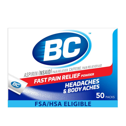 BC Original Headache Relief Powder, Dual-Action Aspirin & Caffeine Dissolve Packs, to Relieve Body Aches, Toothaches & Menstrual Cramps, 50 Count BCAU supplements