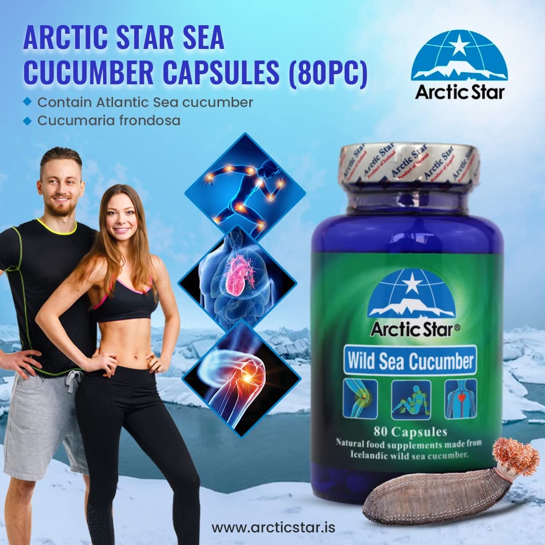 Arctic Star - Sea Cucumber Capsules - Natural Pure Iceland Atlantic Wild Caught Sea Cucumber Extract Supplement Pills - Joint Health t & Immune Health 400mg 80 Capsules/Bottle Arctic Star Au supplements