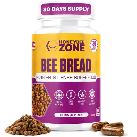 HONEYBEEZONE-Bee Bread Capsules – Nutrient-Rich Superfood for Energy Boost, Immune Support Supplement | Non-GMO, Gluten-Free, 60 Easy-to-Swallow Veggie Capsules HONEYBEEZONEAU supplements